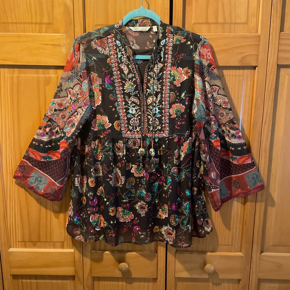 Soft Surroundings Multicolor Embroidered Blouse